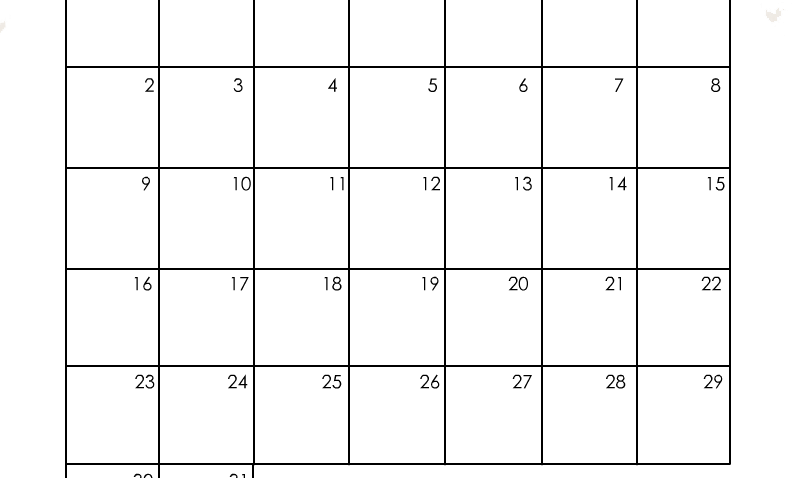 January 2022 Floral Calendar