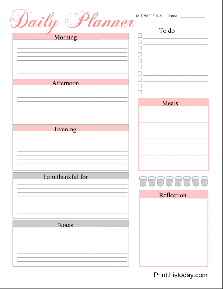 Free Printable Daily Planner Pages {Templates}