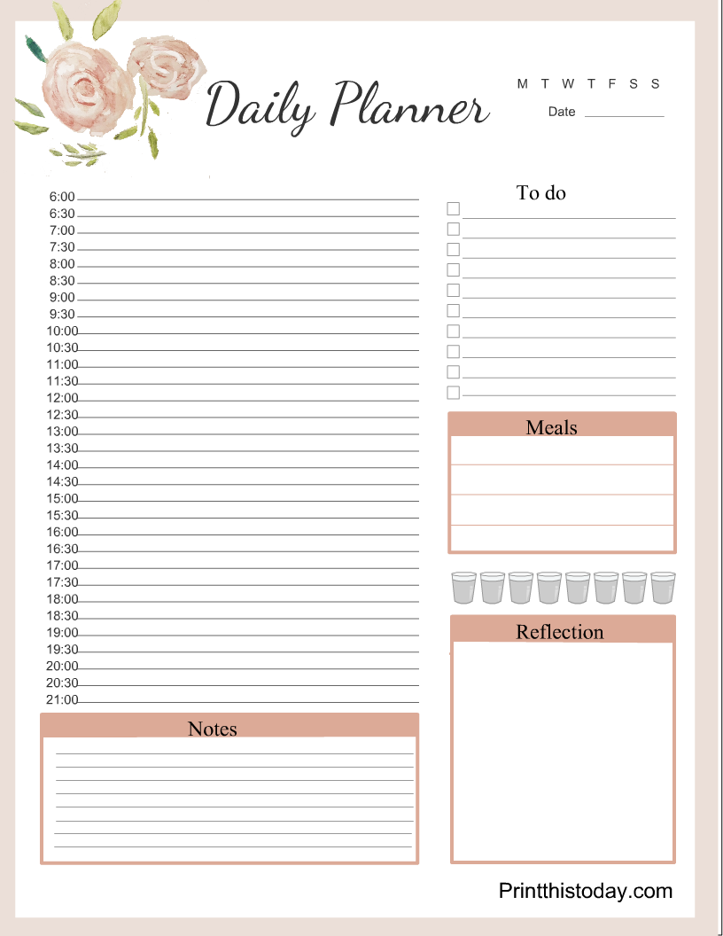 Printable Day Planner Pages