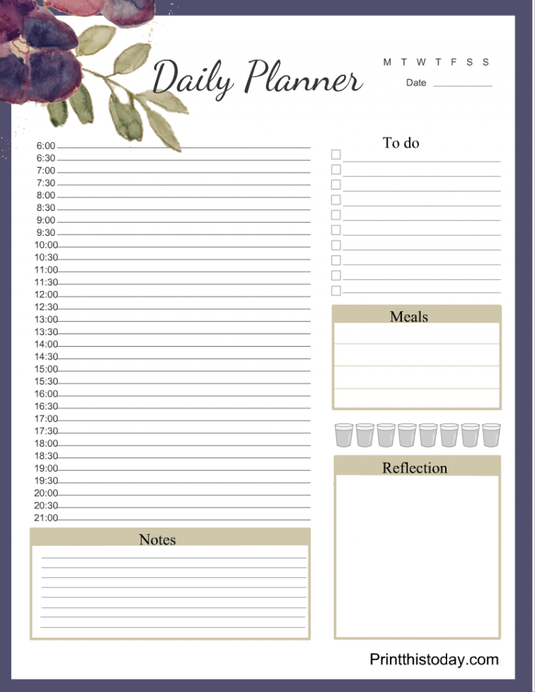 Free Printable Daily Planner Pages {Templates}