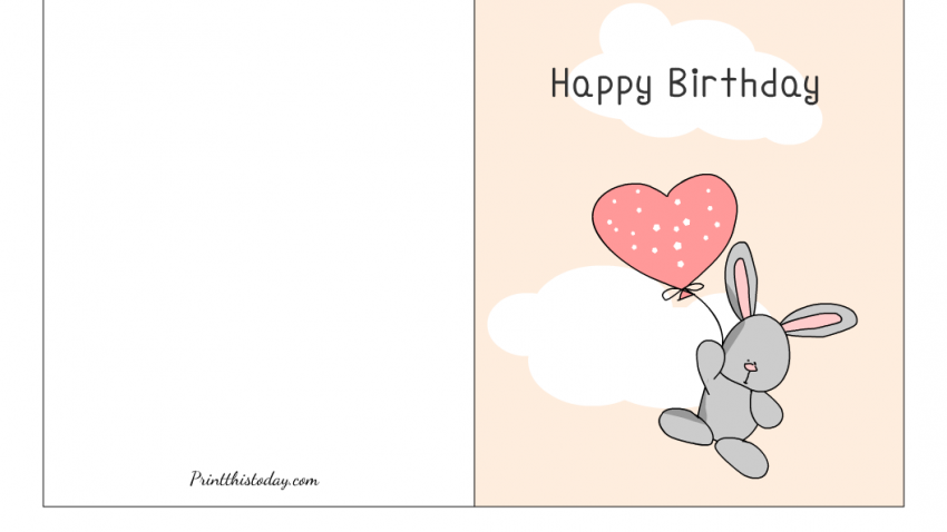 Free Printable Cute Rabbit Birthday Card