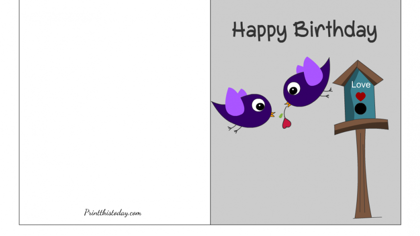 Free Printable Birthday Card with an image of birds