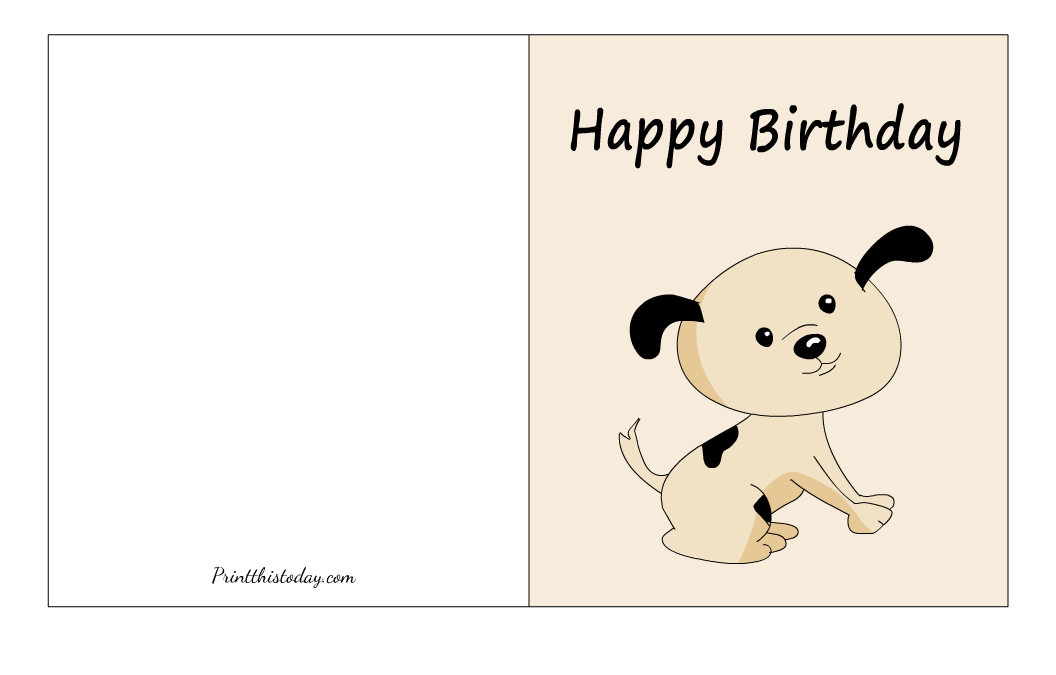 Cute Dog Happy Birthday Foldable Printable Card