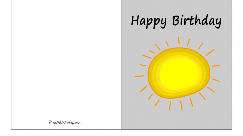 Cute Birthday Card with image of a Sun