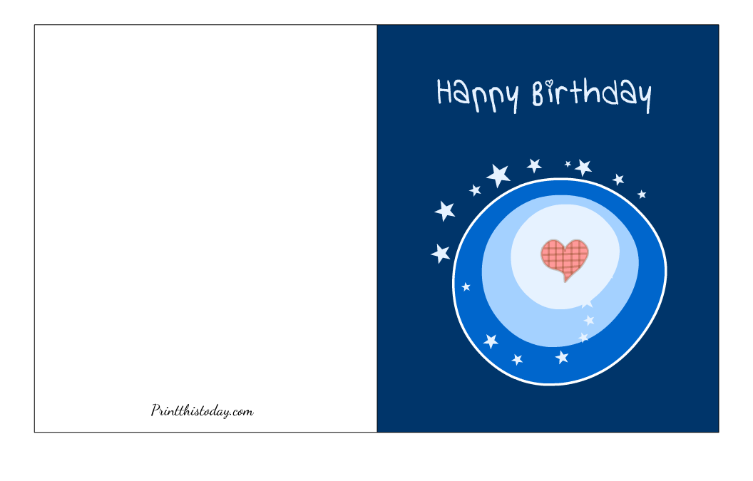 Free Printable Birthday Card with Stars and Heart