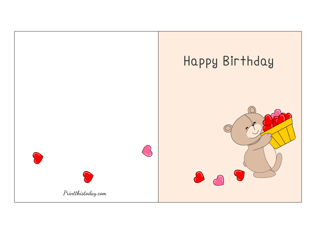 Free Printable Cute Birthday Cards Inside Foldable Birthday Card Template