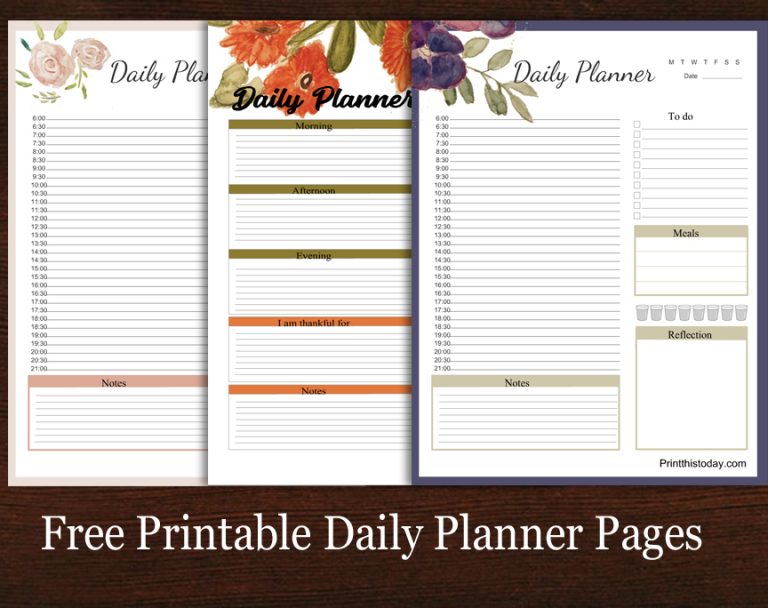 Free Printable Daily Planner Pages {Templates}