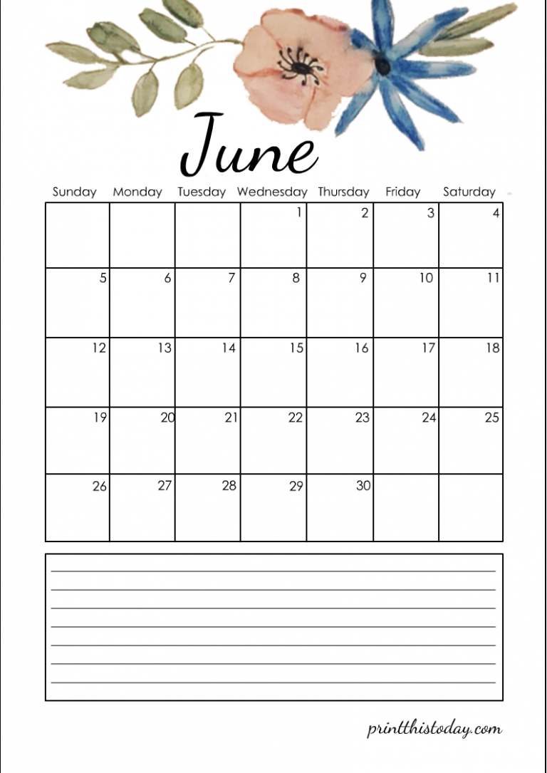 free printable 2022 floral calendar