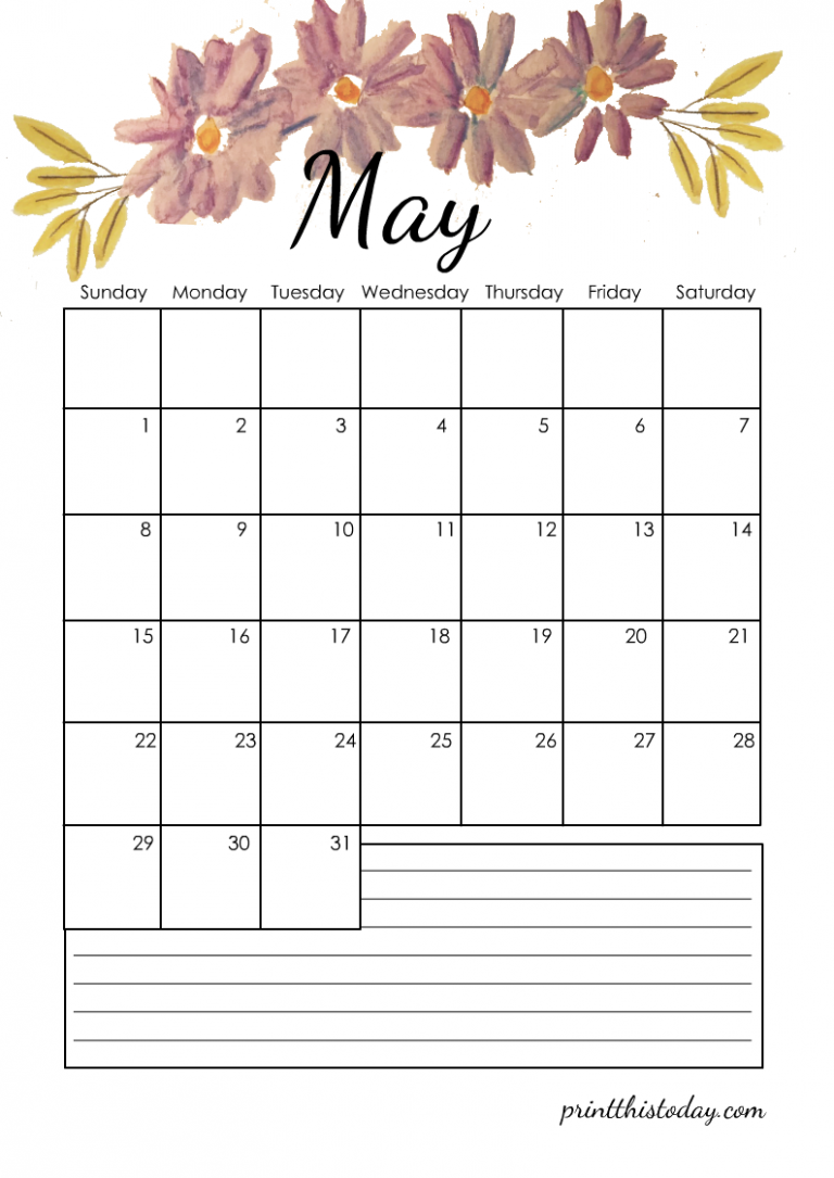 free printable 2022 floral calendar