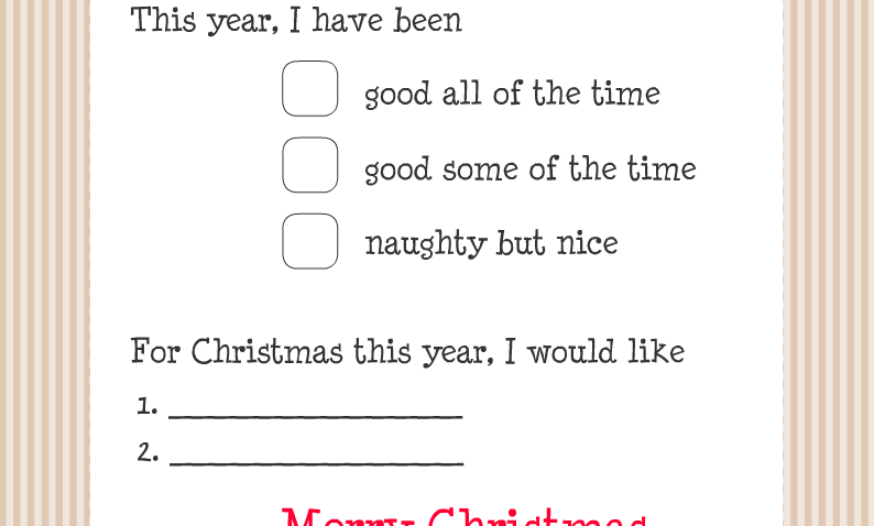 Letter to Santa and Christmas Wish List Printable