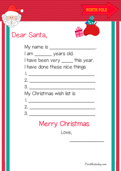 Free Printable Letter to Santa Templates