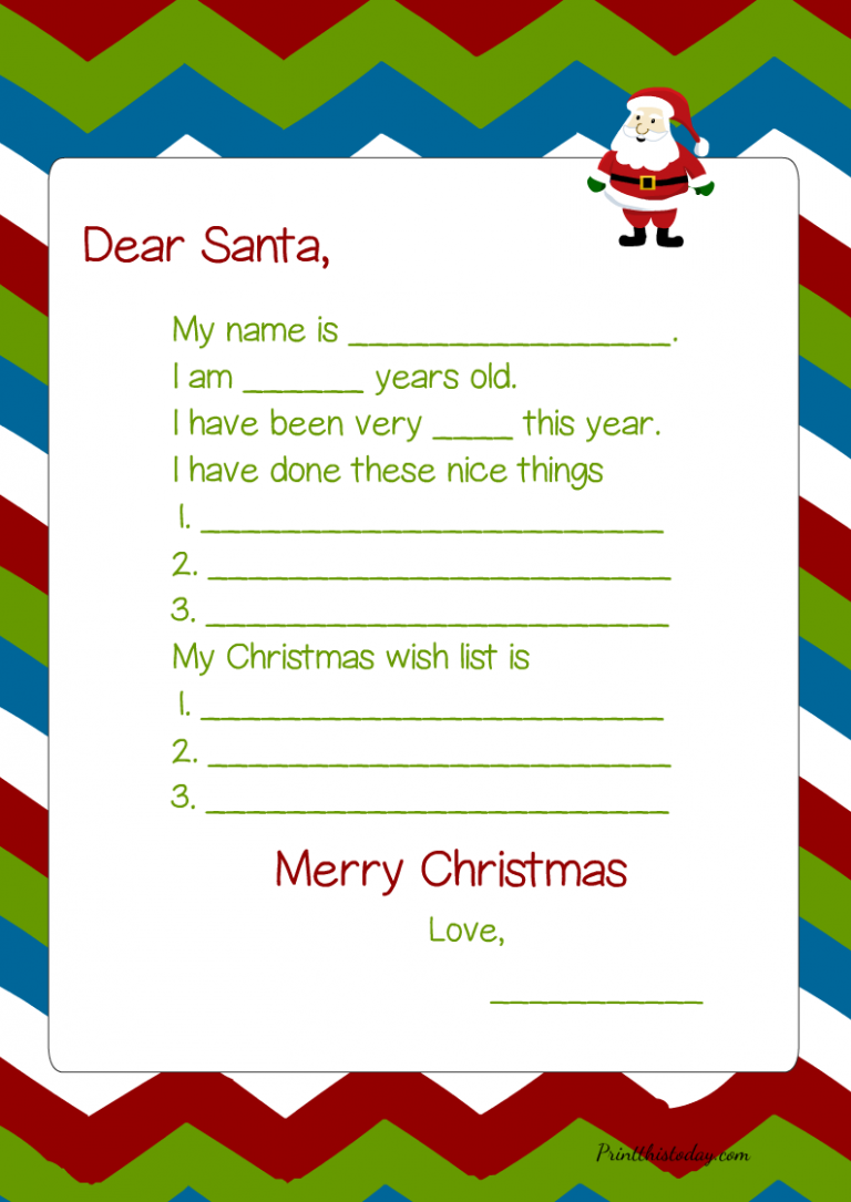 Free Printable Letter to Santa Templates