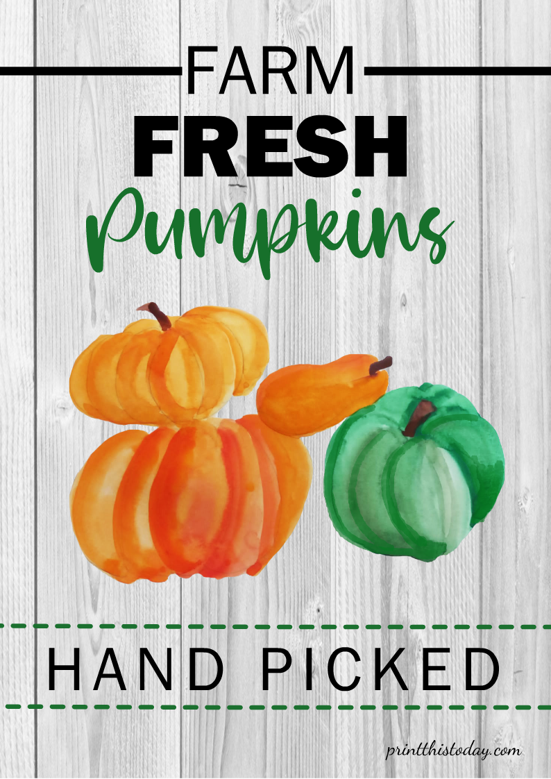 Farm Fresh Pumpkins, Free Printable Fall Sign