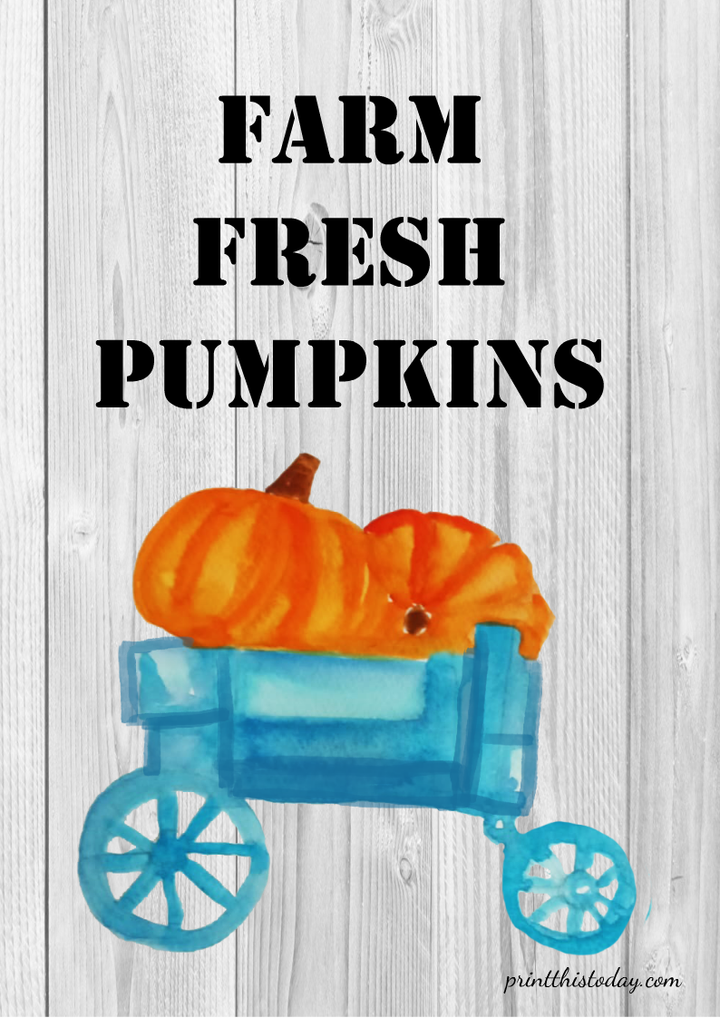 Fresh Pumpkins in a Cart, Fall Printable