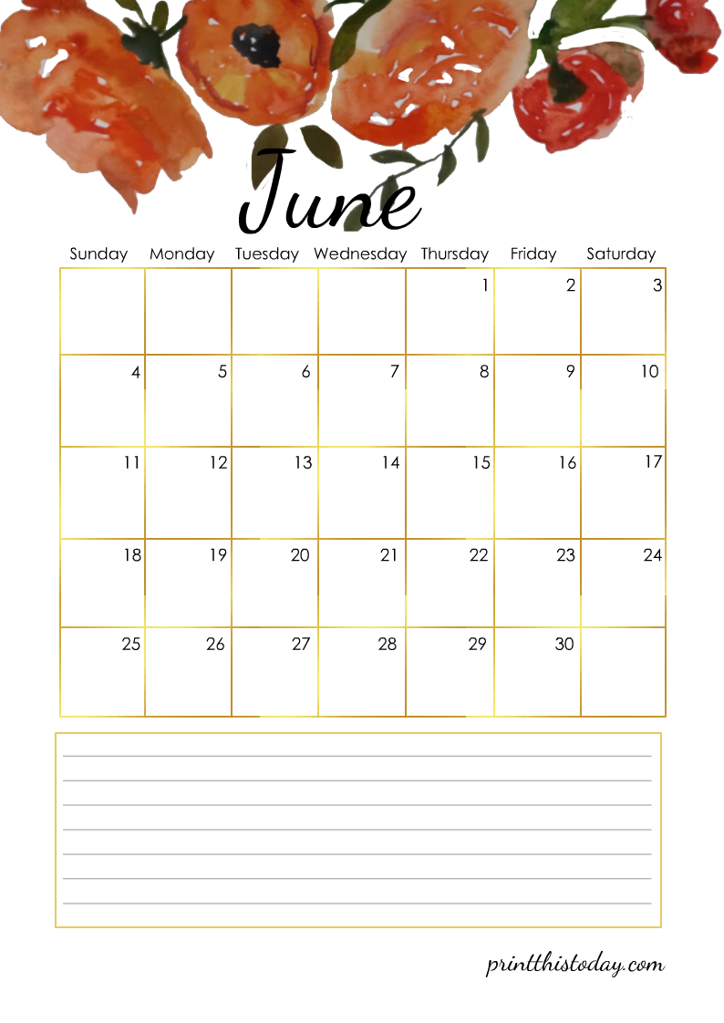 Free Printable June 2023 Calendar