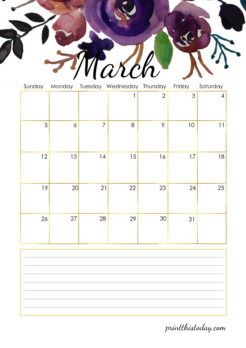 Free Printable Calendar for March 2023