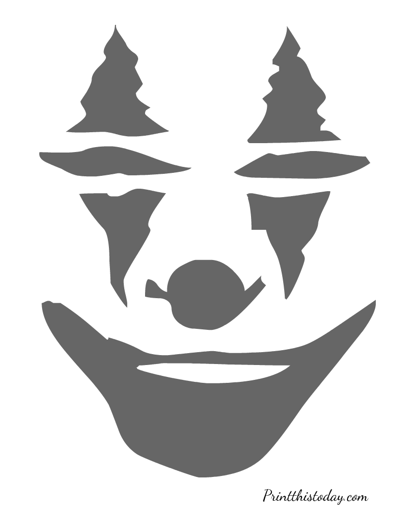 Free Printable Scary Joker Face Stencil for Halloween
