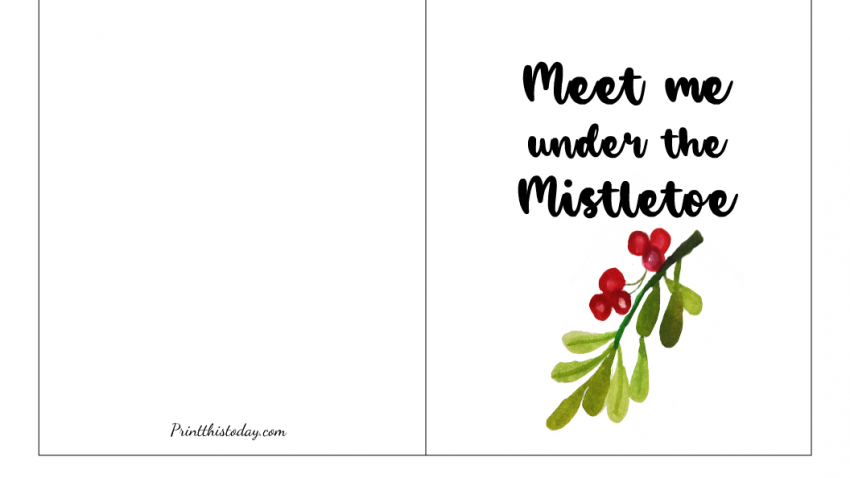 Free Printable Meet me Under the Mistletoe Christmas Card