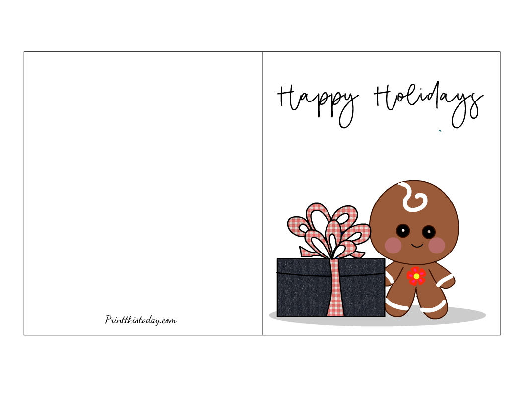Happy Holidays Card with a Cute Snowman