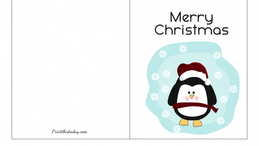 Cute Penguin Christmas Card Printable