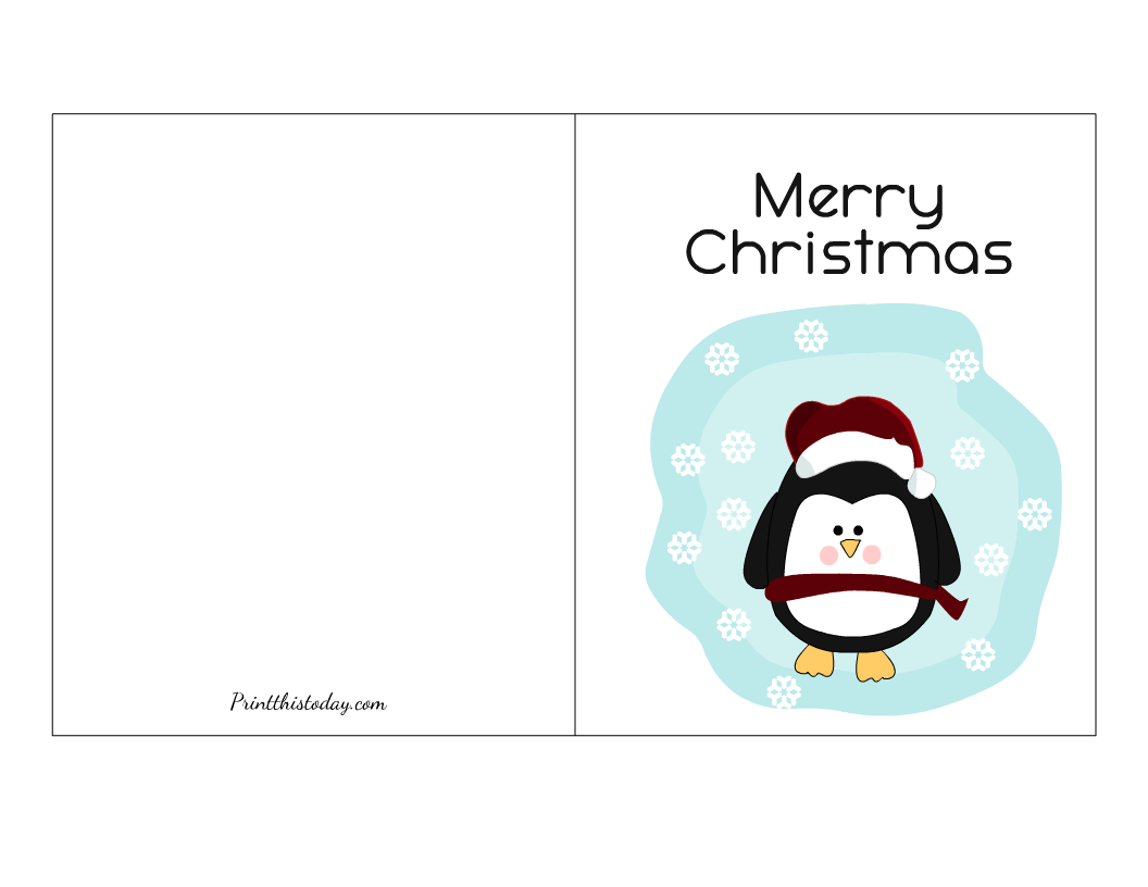 Cute Penguin Christmas Card Printable