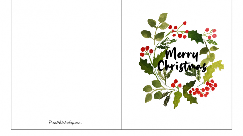 "Merry Christmas" Watercolor Wreath