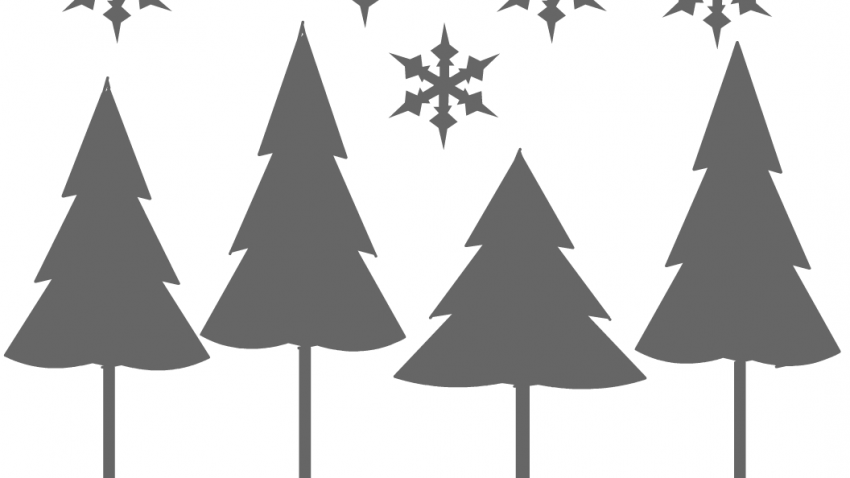Free Printable Trees and Snowflakes Stencil