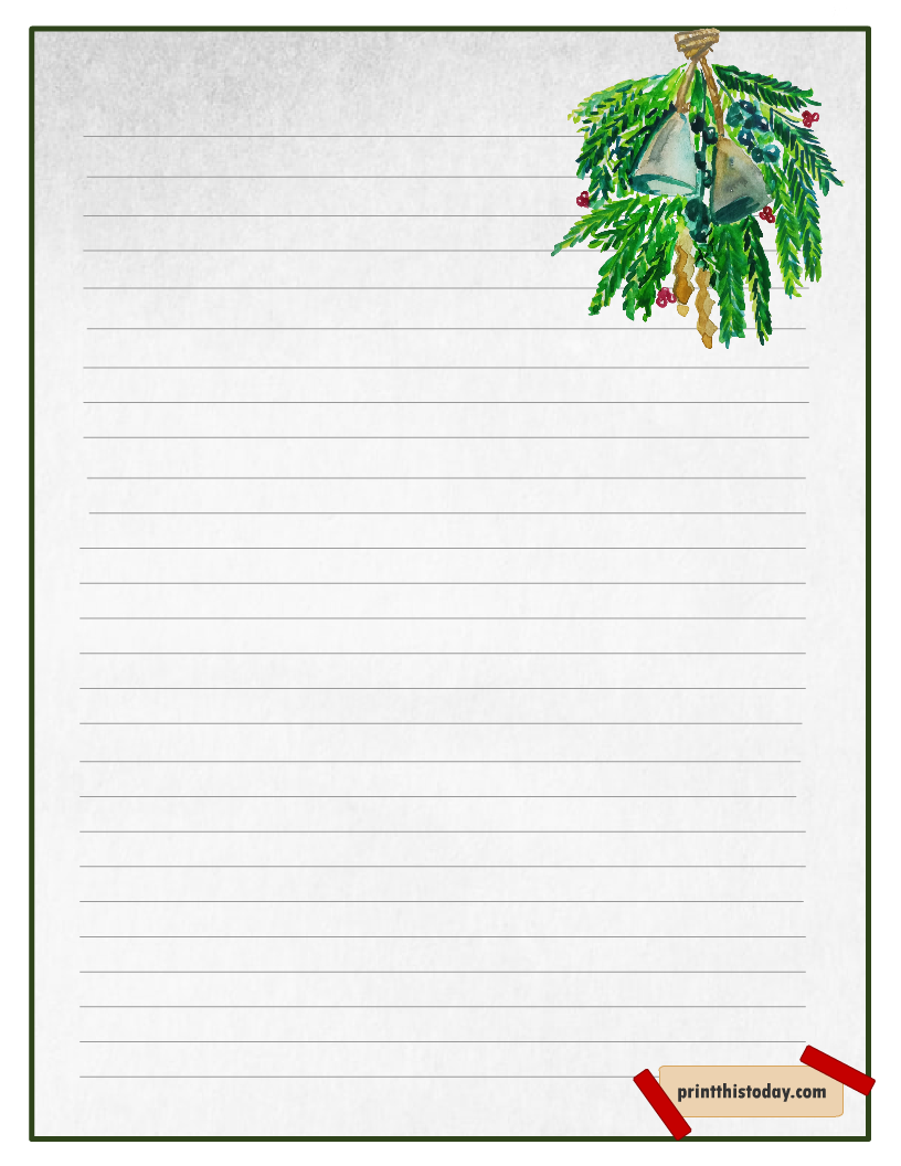 Free Printable Christmas Writing Paper Stationery with Jingle Bells 
