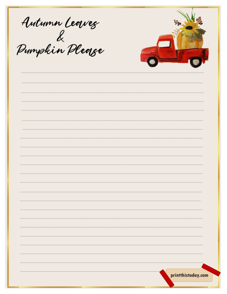 Free Printable Fall Writing Paper Stationery