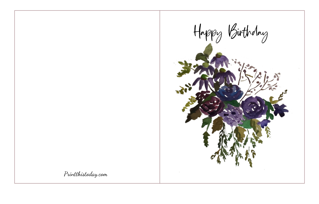 Delicate Purple flowers, Birthday Card