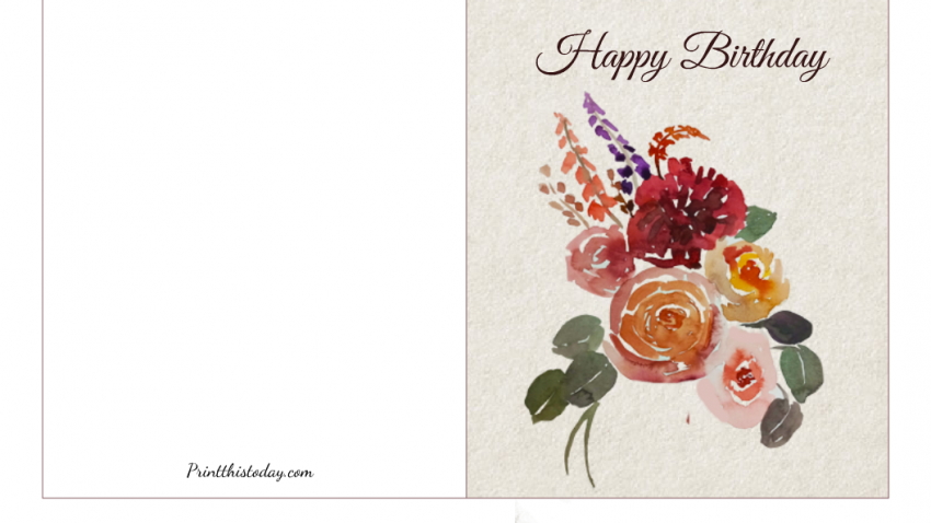Free Printable Watercolor Flowers Birthday Cards