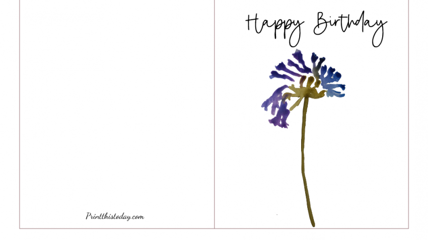 Elegant and Simple Flower Birthday Card Printable