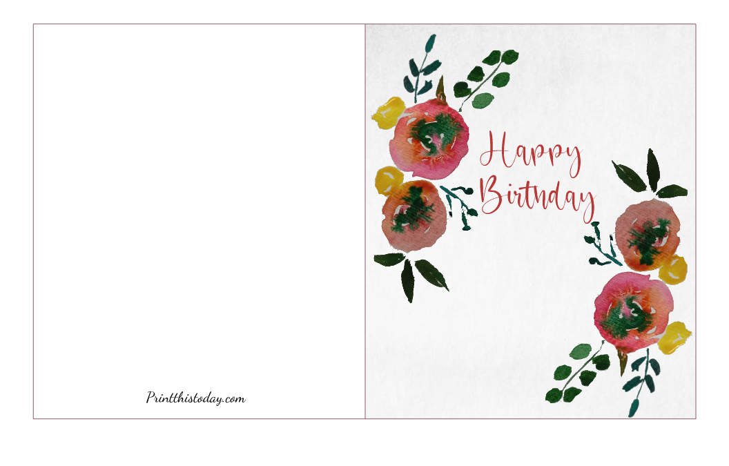 Floral Birthday Card, Free Printable