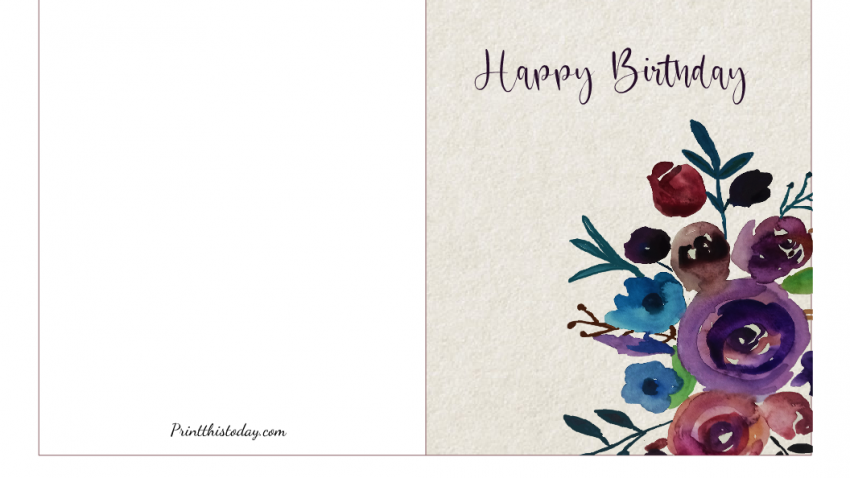 Watercolor Flowers Birthday Card