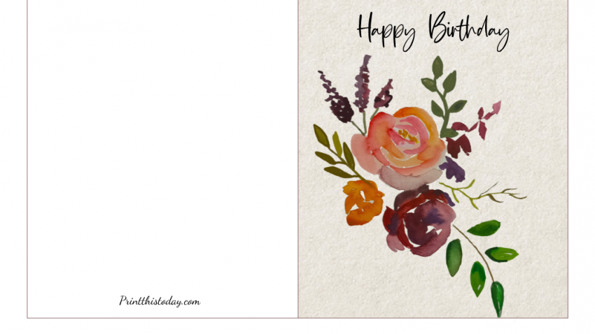 Free Printable Flower, Floral Birthday Card
