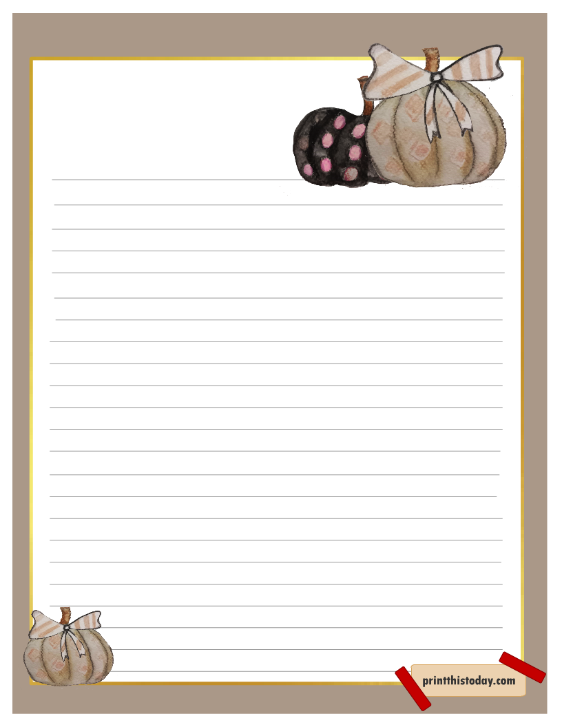Halloween Watercolor Pumpkins Writing Paper Stationery