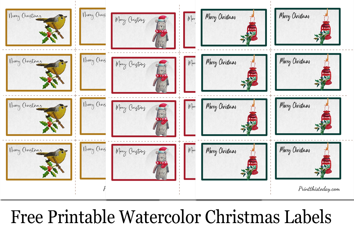 Free Printable Watercolor Christmas Labels