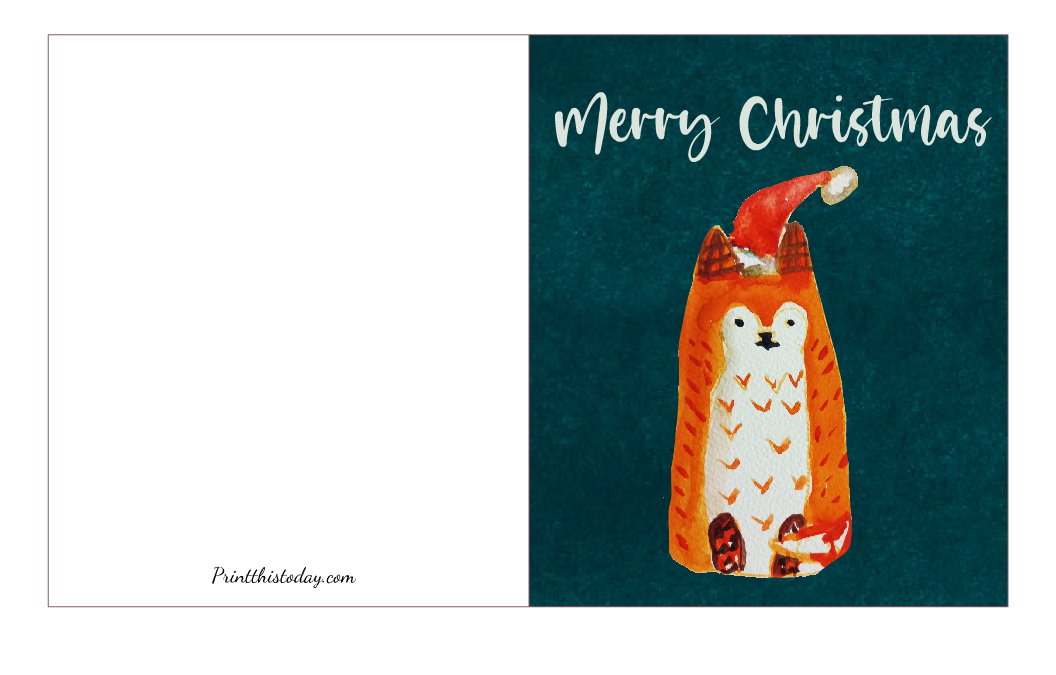 Merry Christmas card with an image of a cute Fox