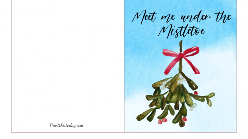 Meet me under the Mistletoe, Free Printable Christmas Card