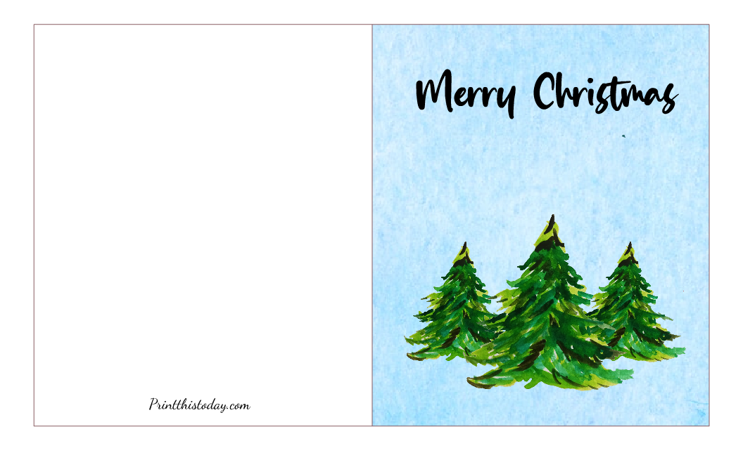 Free Printable Elegant Christmas Card with Christmas Trees