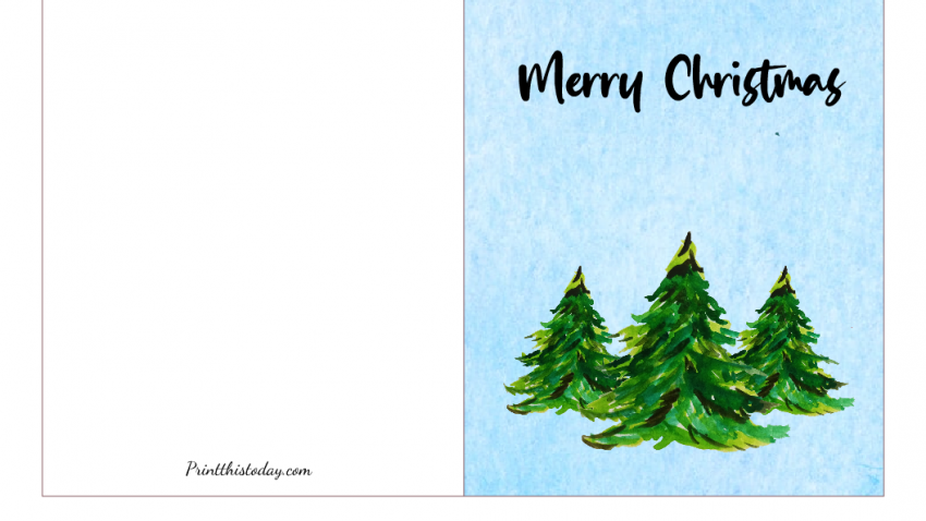 Free Printable Elegant Christmas Card with Christmas Trees