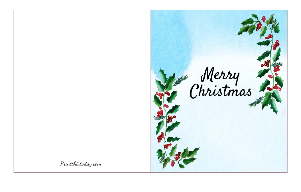 Watercolor Christmas Card Printable