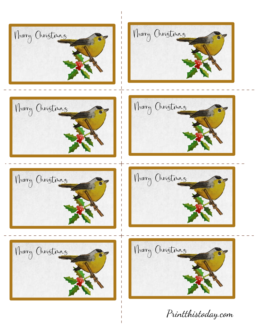 Free Printable Labels with Cute Bird Image