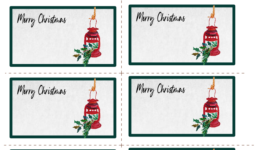 Free Printable Watercolor Christmas Labels with Rustic Lantern