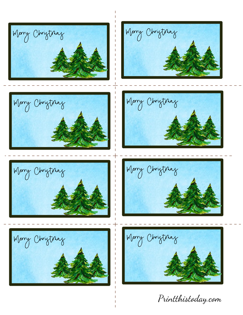 Free Printable Watercolor Christmas Tree Labels