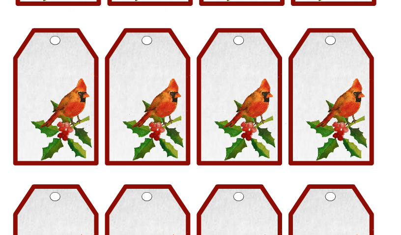 Cardinal and Holly Christmas Gift Tags