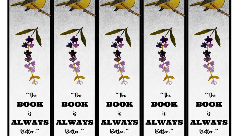 Free Printable Bookmarks with Bird and Flowers