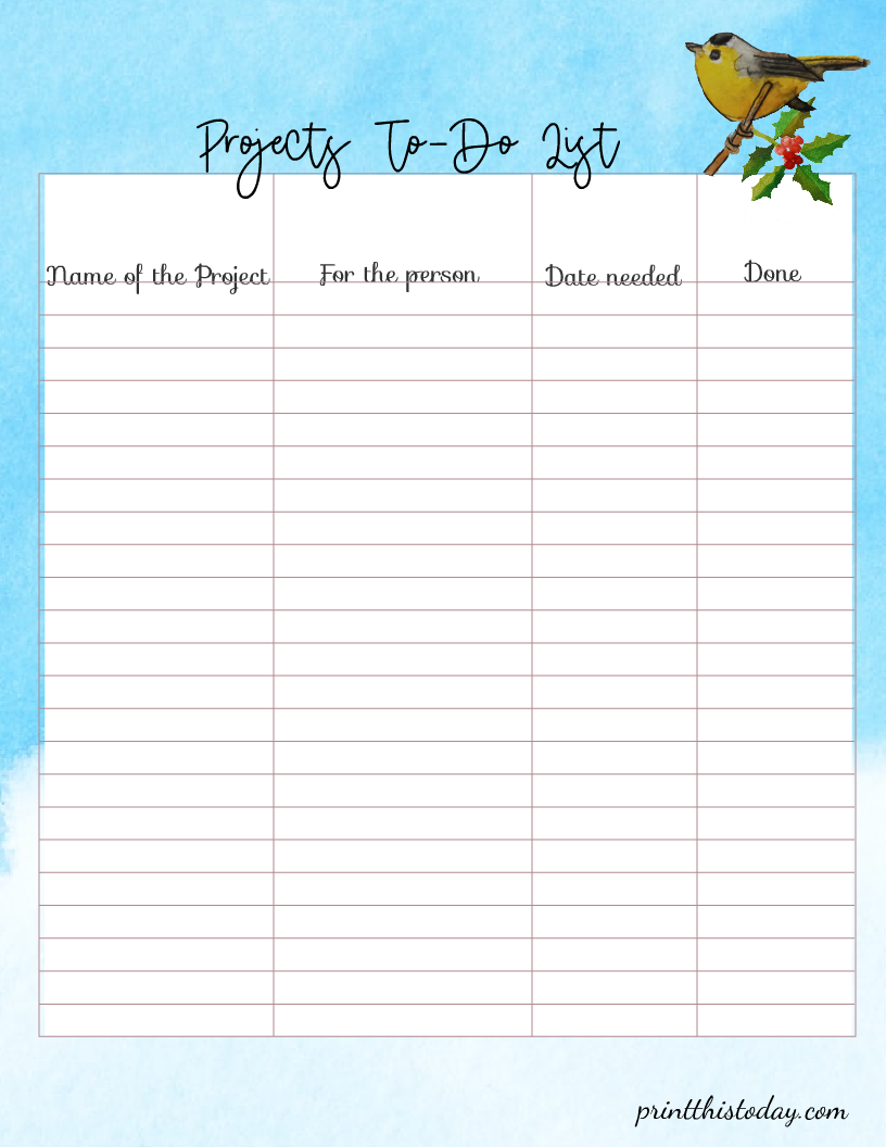 Free Printable Christmas Projects List