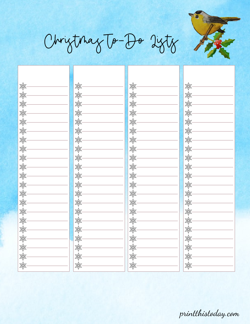 Free Printable Christmas To-Do Lists