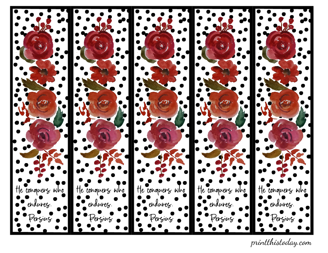 Free Printable Watercolor Bookmarks with Flowers and a Quote